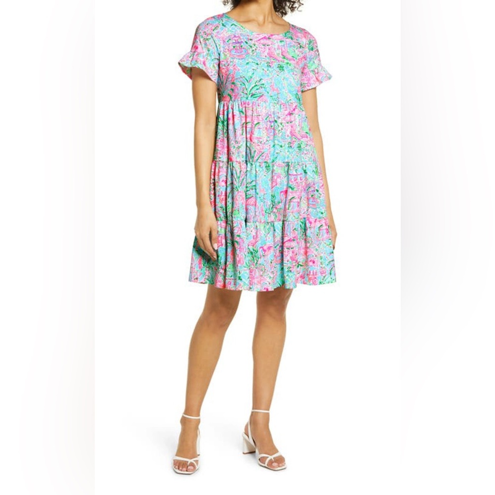 Lilly Pulitzer Pink and Green Resort Skater Skirt